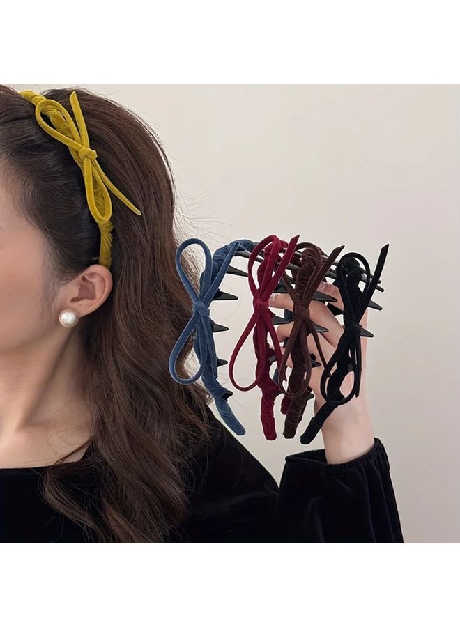 Yellow Non Slip Hair Headband For Women Elegant Bow Hairband For Updos Ponytails Buns Braids Secure Hold - Image 1